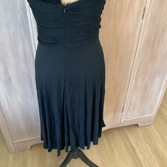 Tracy Reese Anthropologie black stretch jersey asymmetrical ruched midi dress - Picture 13 of 16